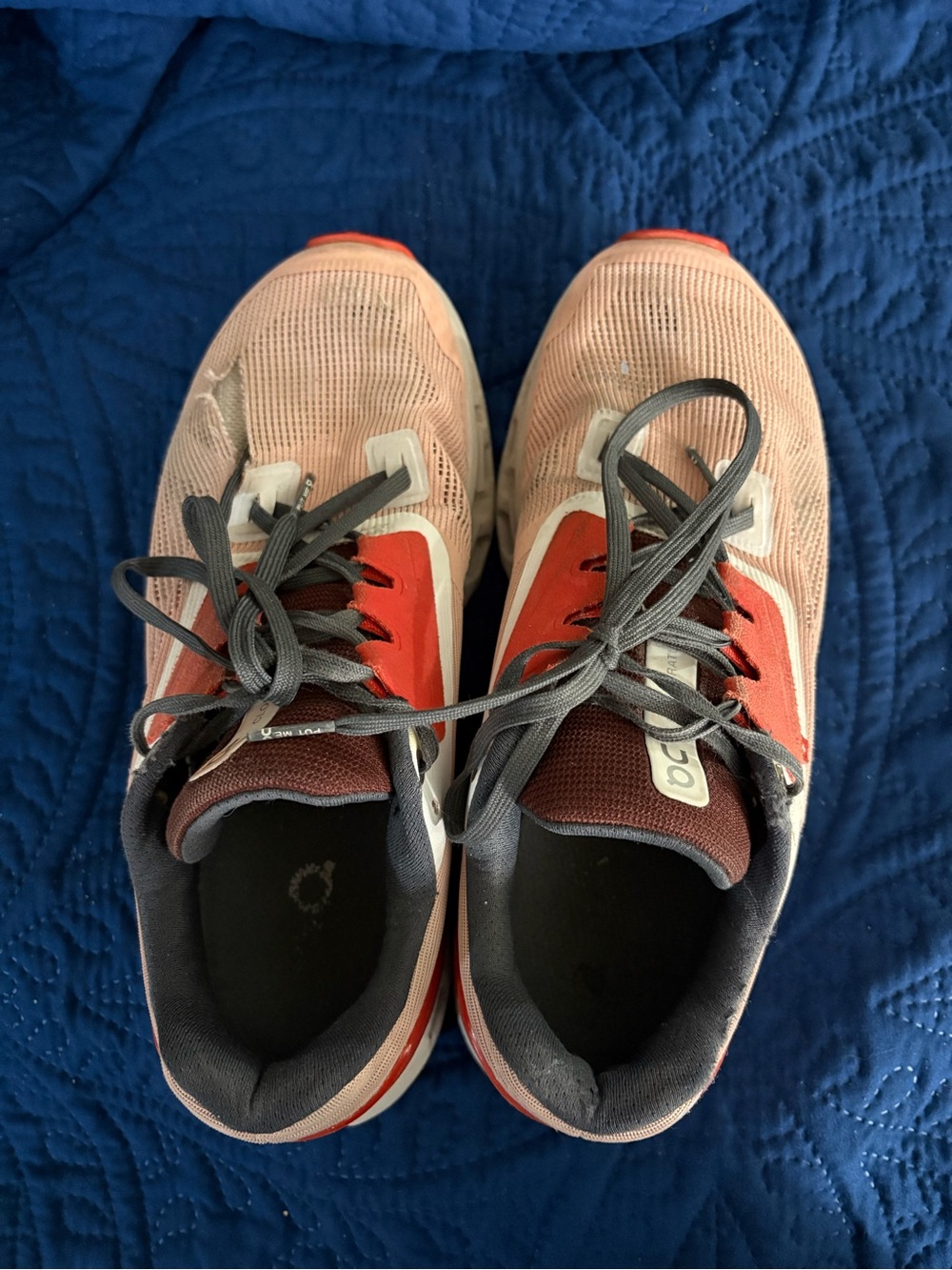 On Running Women's Pink Red and Gray Sneakers